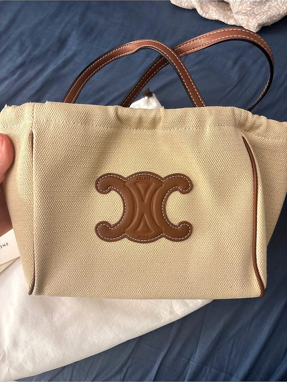 Celine Small Bucket in Triomphe Canvas and Calfskin Crossbody Bag - Picture 3 of 5